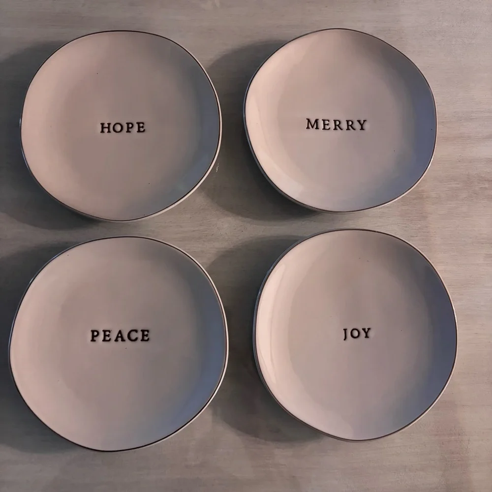 Hearth & Hand with Magnolia Merry, Joy, Hope, Peace Appetizer Plate Set of 4